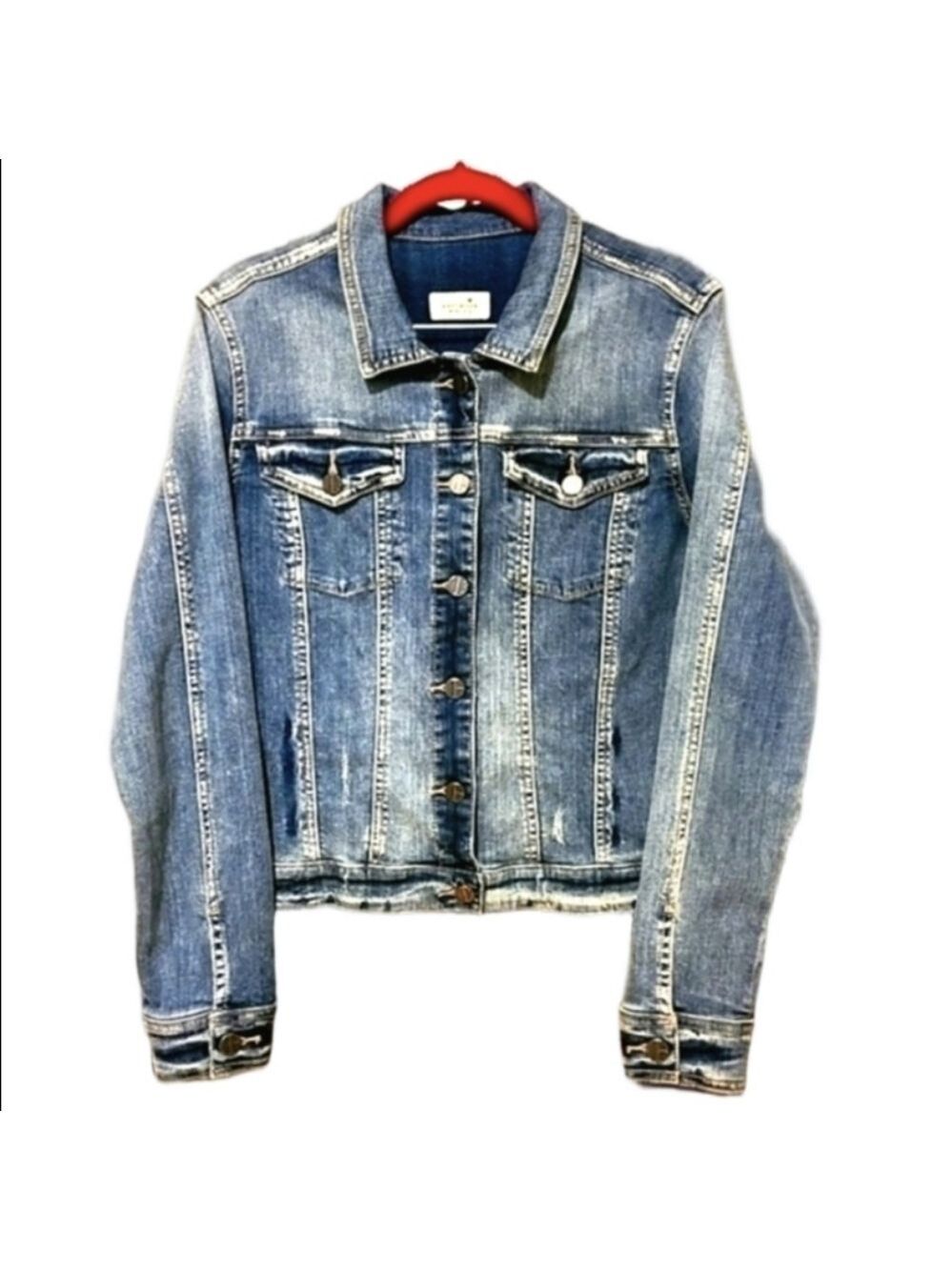 Y2K The Real McCoy Denim Jacket Medium Wash Blue Denim Chambray Faded Distressed